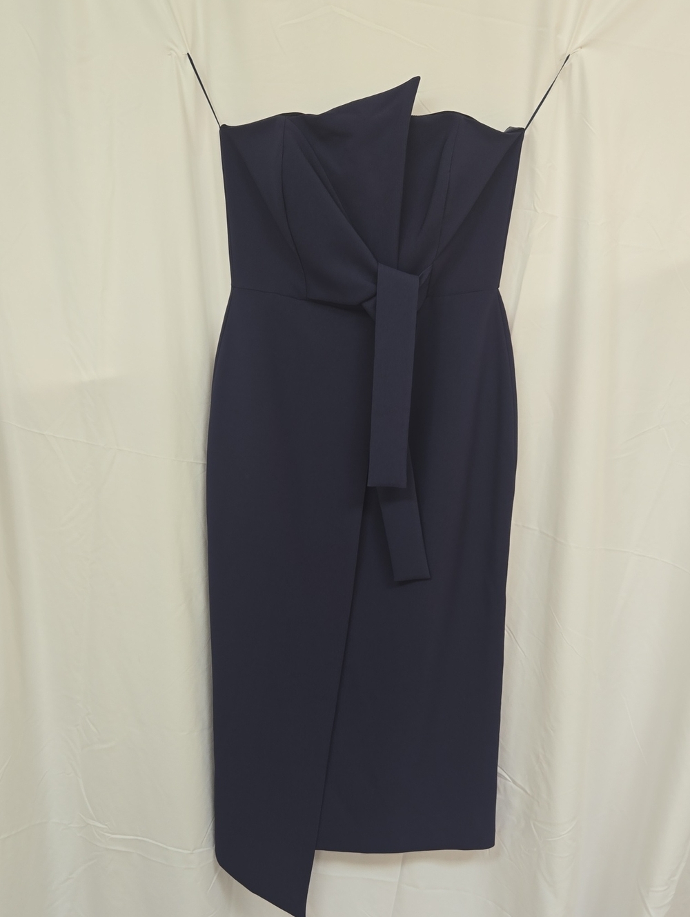 River Island Strapless Navy Tie-Front Sheath Dress